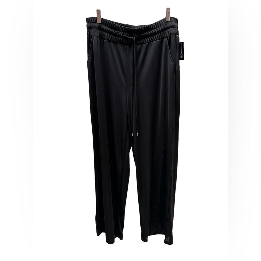 INC International Concepts Black Wide-Leg Drawstring Pants